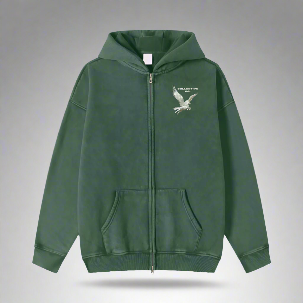 "PERSEVERE" ACID WASHED ZIP UP