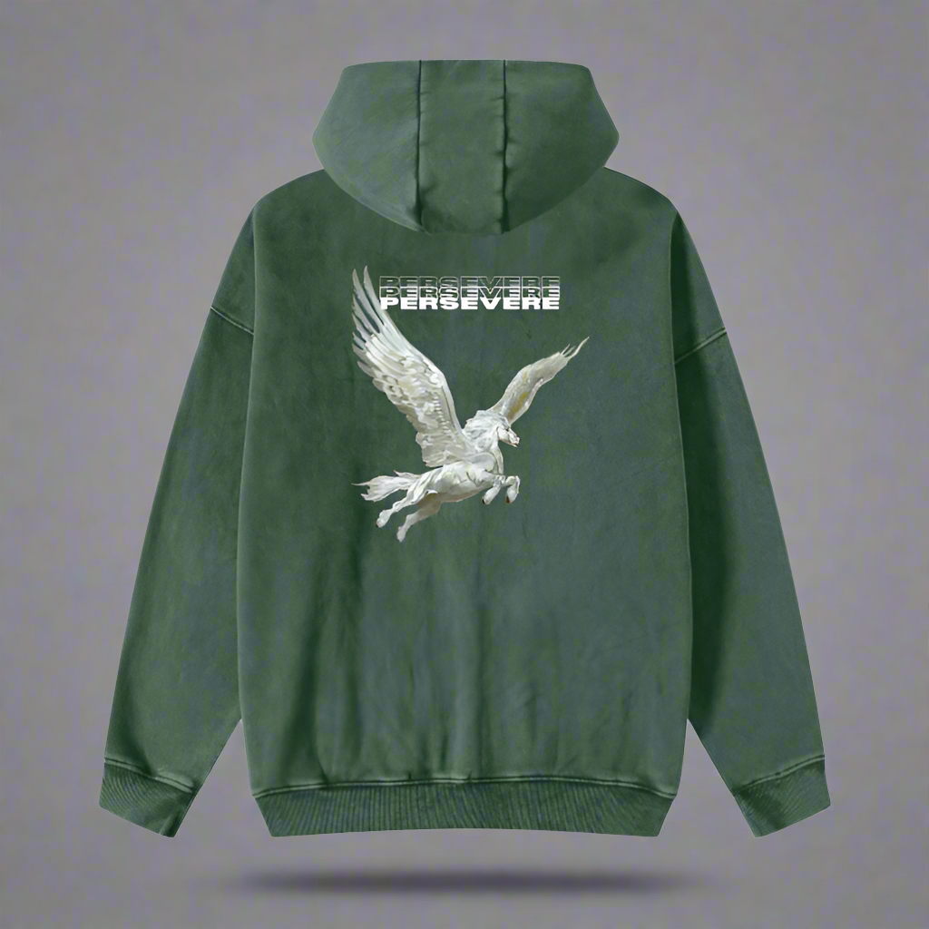 "PERSEVERE" ACID WASHED ZIP UP