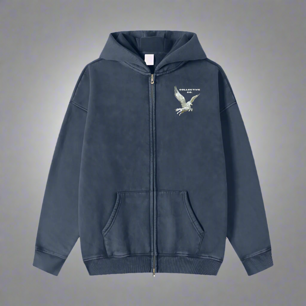 "PERSEVERE" ACID WASHED ZIP UP