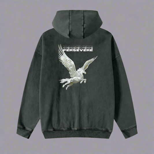 "PERSEVERE" ACID WASHED ZIP UP